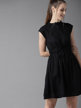 Load image into Gallery viewer, Queen ellie Women Black Solid Fit and Flare Dress