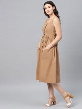Load image into Gallery viewer, Queen ellie Women Brown Solid Empire Dress