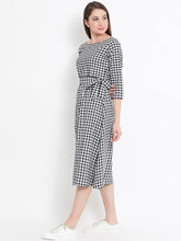 Load image into Gallery viewer, Queen ellie Women Black Checked Fit and Flare Dress
