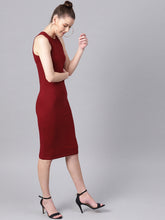 Load image into Gallery viewer, Queen ellie Women Maroon Solid Bodycon Dress