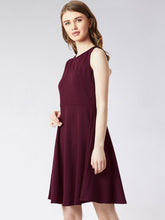 Load image into Gallery viewer, Queen ellie Women Maroon Solid Fit and Flare Dress