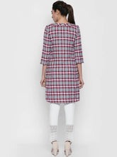 Load image into Gallery viewer, Queen ellie Women Red & Grey Checked A-Line Kurti