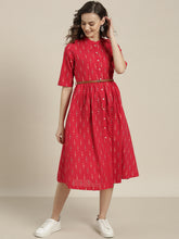 Load image into Gallery viewer, Queen ellie Women Red & White Printed A-Line Dress