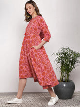 Load image into Gallery viewer, Queen ellie Women Pink & Red Printed A-Line Dress