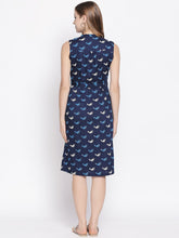 Load image into Gallery viewer, Queen ellie Women Navy Blue & White Printed Shirt Dress