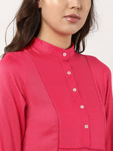 Load image into Gallery viewer, Queen ellie Women Pink & Beige Striped Fusion A-Line Dress