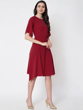 Load image into Gallery viewer, Queen ellie Women Maroon Solid Fit and Flare Dress