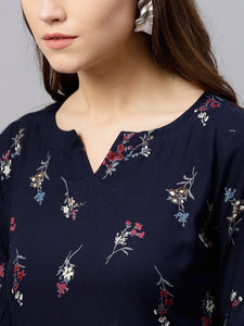 Queen ellie Women Navy Blue Printed Maxi Dress