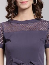 Load image into Gallery viewer, Queen ellie Women Purple Solid Fit and Flare Dress
