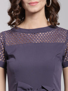 Queen ellie Women Purple Solid Fit and Flare Dress