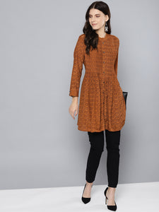 Queen EllieWomen Rust Brown & Black Printed Tunic