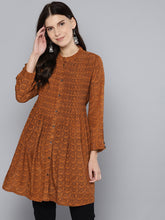 Load image into Gallery viewer, Queen EllieWomen Rust Brown &amp; Black Printed Tunic

