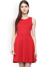 Load image into Gallery viewer, Queen ellie Women Red Solid Fit and Flare Dress
