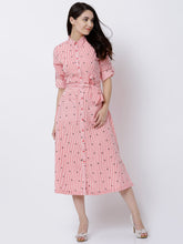 Load image into Gallery viewer, Queen ellie Women Coral Striped Shirt Dress
