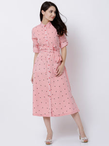 Queen ellie Women Coral Striped Shirt Dress