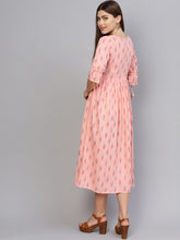 Load image into Gallery viewer, Queen ellie Women Peach-Coloured Printed A-Line Dress
