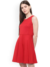 Load image into Gallery viewer, Queen ellie Women Red Solid Fit and Flare Dress

