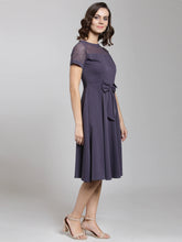 Load image into Gallery viewer, Queen ellie Women Purple Solid Fit and Flare Dress
