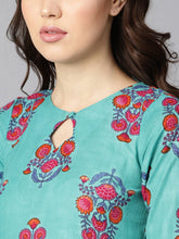 Load image into Gallery viewer, Queen ellie Women Blue &amp; Pink Printed A-Line Dress
