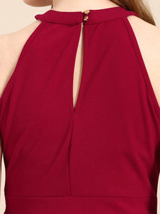 Queen ellie Women Solid Maroon Sheath Dress