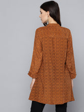 Load image into Gallery viewer, Queen EllieWomen Rust Brown &amp; Black Printed Tunic

