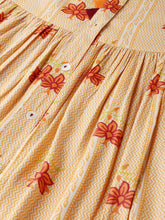 Load image into Gallery viewer, Queen ellie Women Yellow &amp; Orange Printed A-Line Dress
