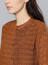 Load image into Gallery viewer, Queen EllieWomen Rust Brown &amp; Black Printed Tunic

