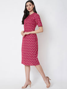 Queen ellie Women Pink Printed Sheath Dress