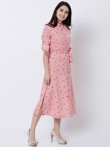 Queen ellie Women Coral Striped Shirt Dress