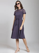Load image into Gallery viewer, Queen ellie Women Purple Solid Fit and Flare Dress
