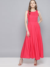 Load image into Gallery viewer, Queen ellie Women Coral Pink Solid Maxi Dress

