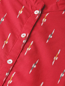 Queen ellie Women Red & White Printed A-Line Dress