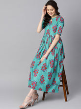 Load image into Gallery viewer, Queen ellie Women Blue &amp; Pink Printed A-Line Dress
