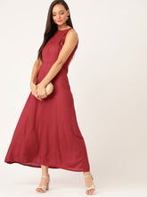 Load image into Gallery viewer, Queen ellie Women Maroon Solid Maxi Dress
