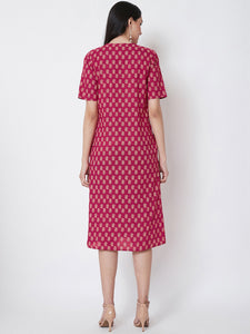 Queen ellie Women Pink Printed Sheath Dress