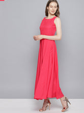 Load image into Gallery viewer, Queen ellie Women Coral Pink Solid Maxi Dress
