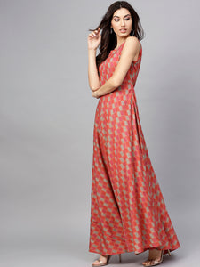 Queen ellie Women Red Printed Maxi Dress
