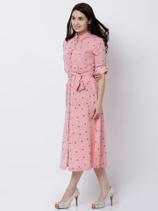 Queen ellie Women Coral Striped Shirt Dress