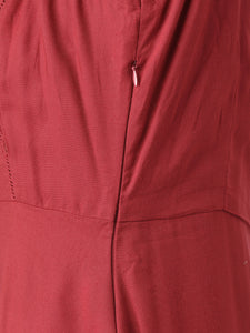 Queen ellie Women Maroon Solid Maxi Dress