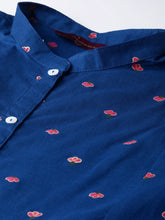 Load image into Gallery viewer, Queen ellie Women Navy Blue &amp; Coral Pink Printed A-Line Dress
