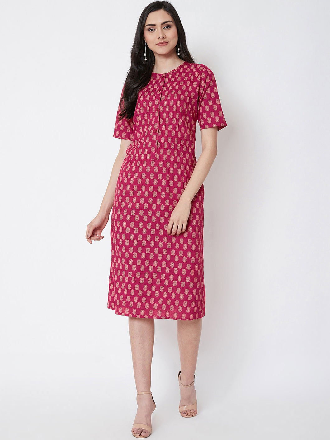 Queen ellie Women Pink Printed Sheath Dress
